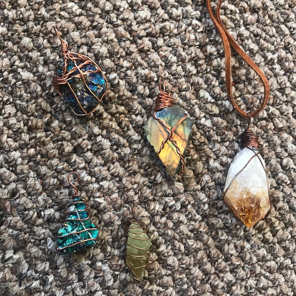 Stone pendants and cord